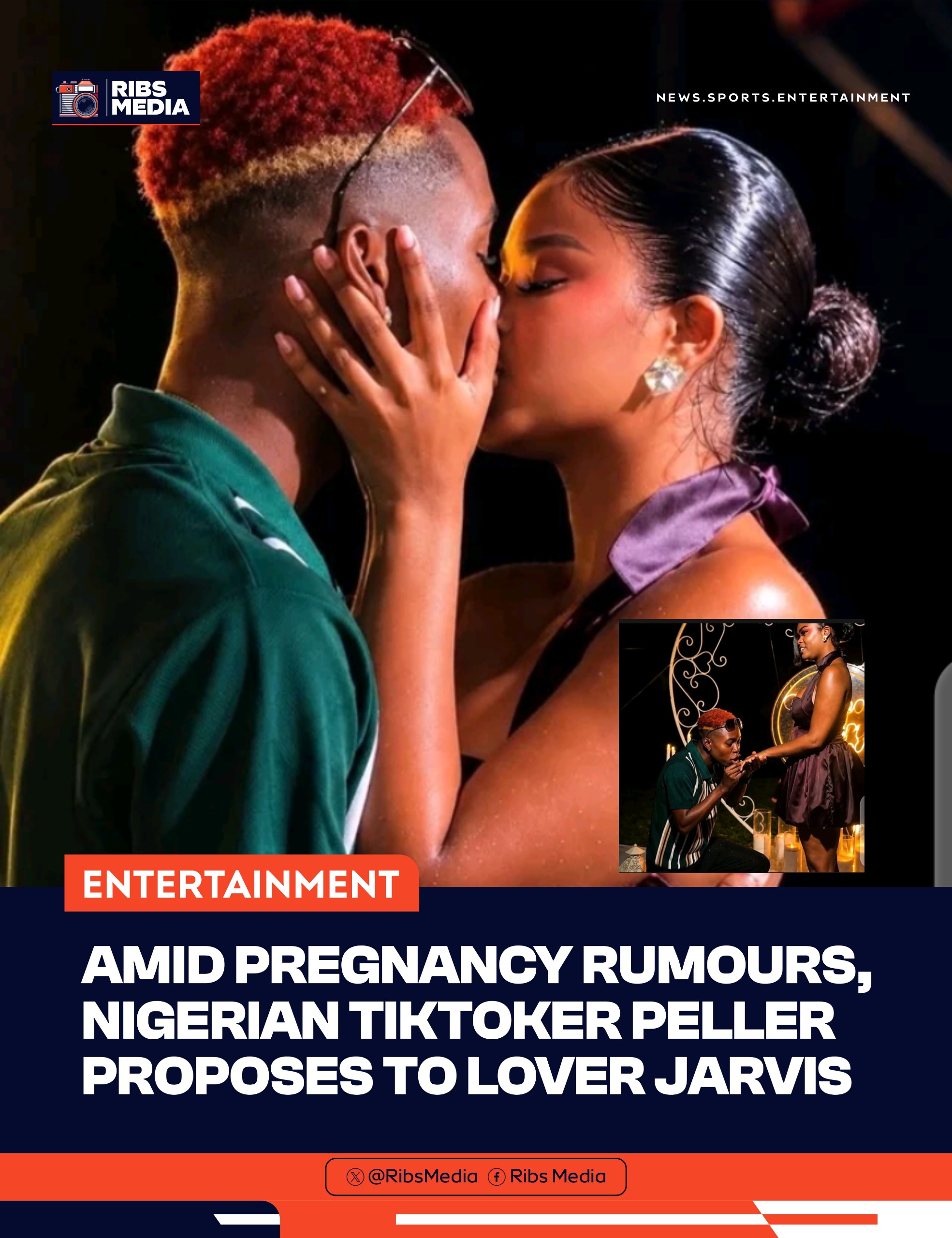 Nigerian Tiktoker Peller proposes to lover Jarvis amid pregnancy rumours