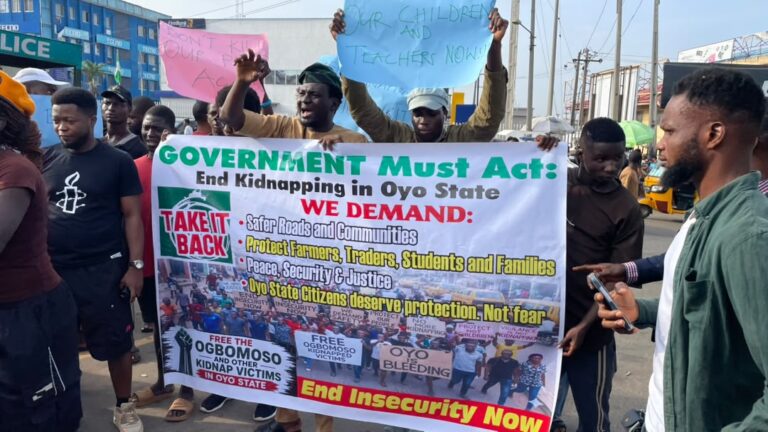 CSOs protests in Oyo State over Mass Abduction