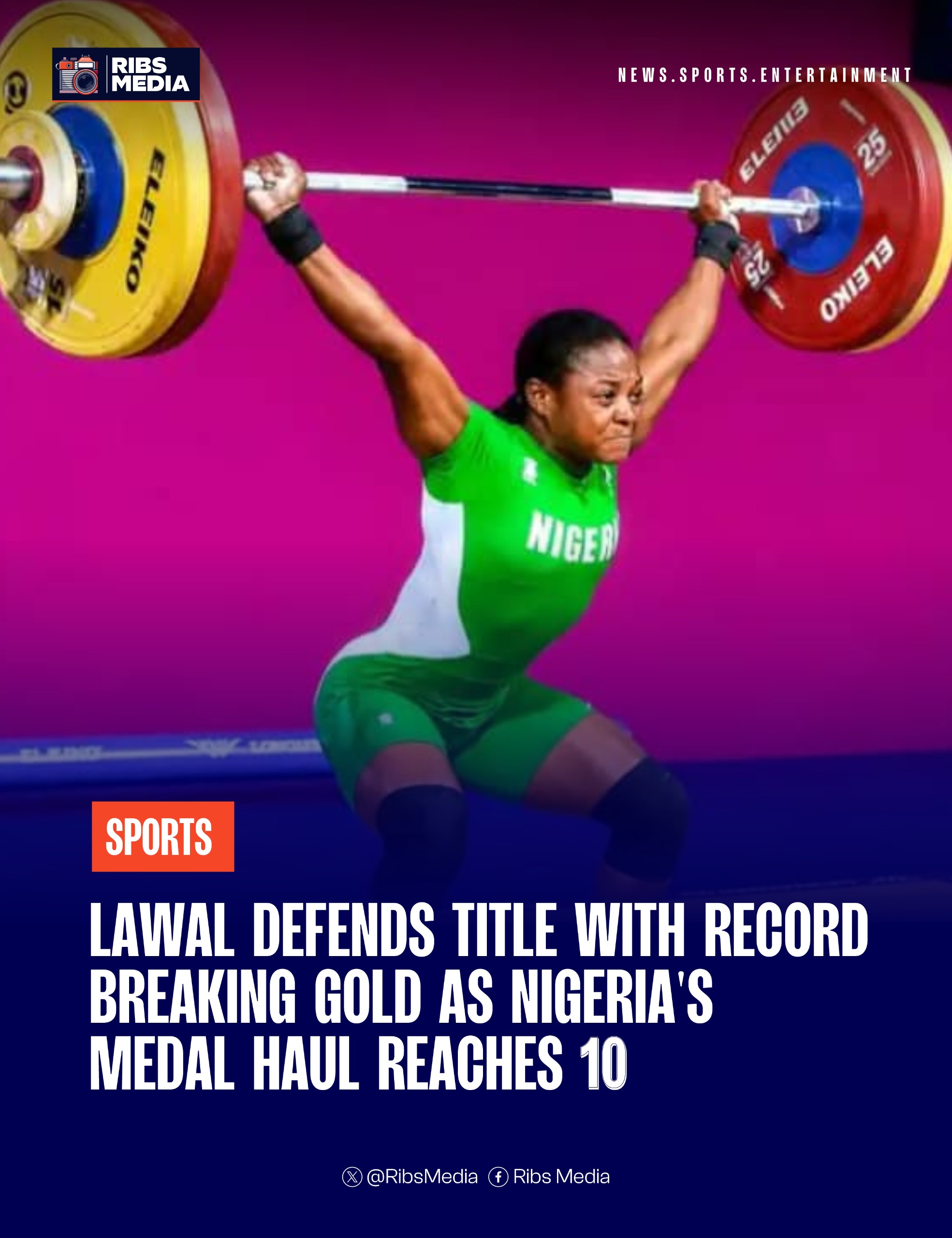 Lawal defends Commonwealth Games title with record-breaking gold as Team Nigeria surge in medal haul 