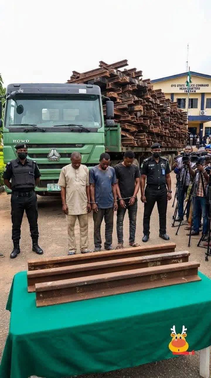 Oyo police arrest three suspected railway vandals, recover rail tracks worth ₦200m