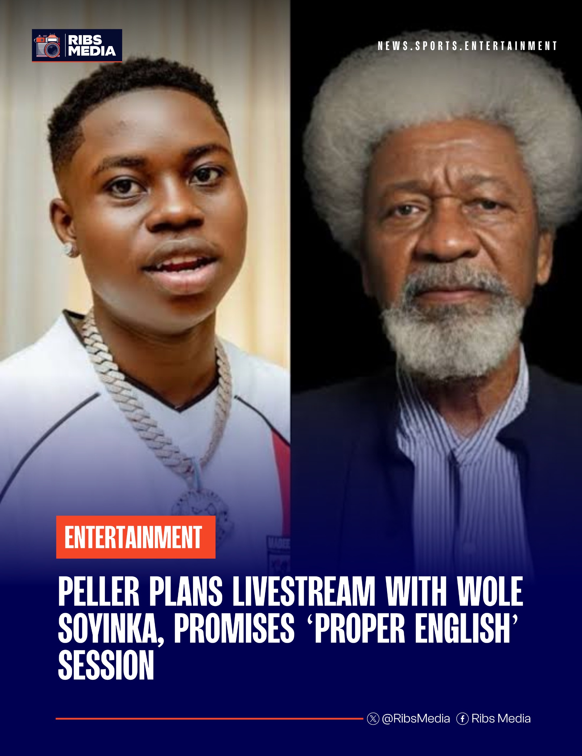 Peller plans livestream with Wole Soyinka, promises ‘proper English’ session